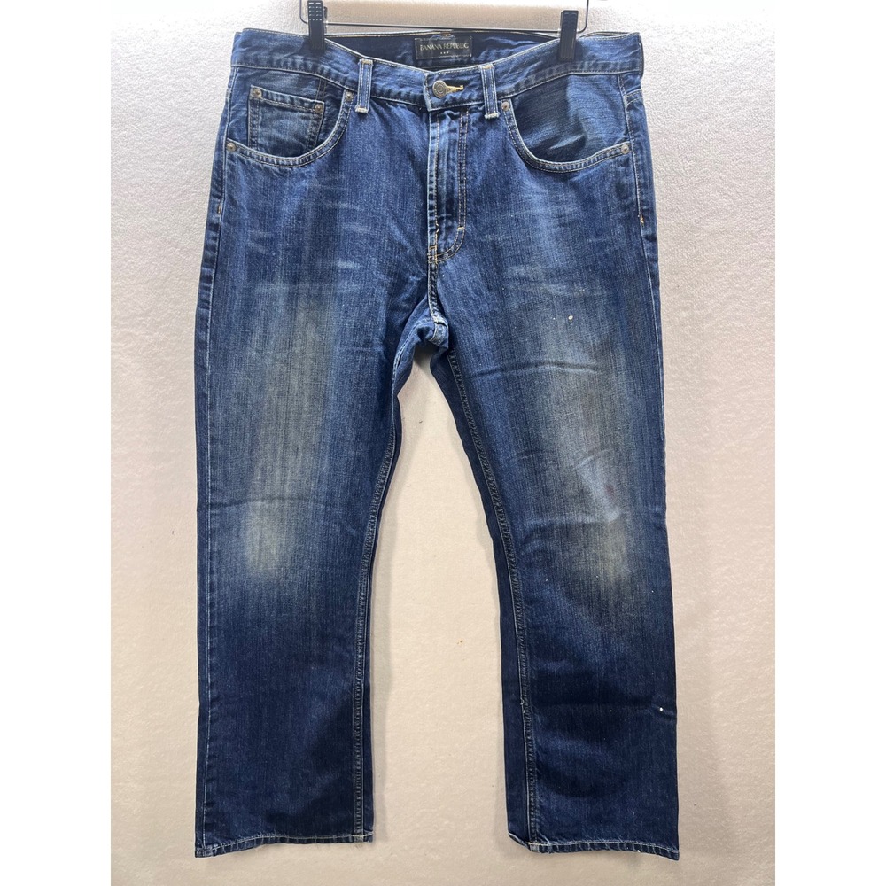 Banana Republic Straight Leg Jeans Mens 33/30 Blue‎ Denim Faded Cool Pants 3125